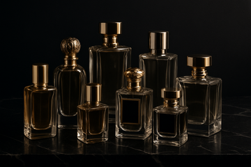 generate the image about perfumes professional and dark theme